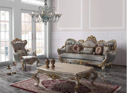 Upholstered Sofa Set Three-Seater Armchair Fabric Sofa Blue Sofas